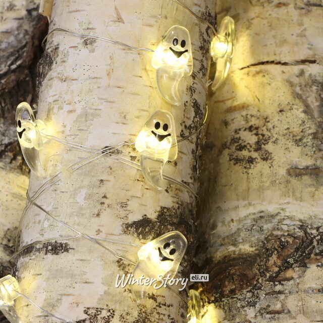 Светодиодная гирлянда на батарейках Привидения 2.2 м, 15 теплых белых LED ламп, прозрачный ПВХ, IP20 Koopman