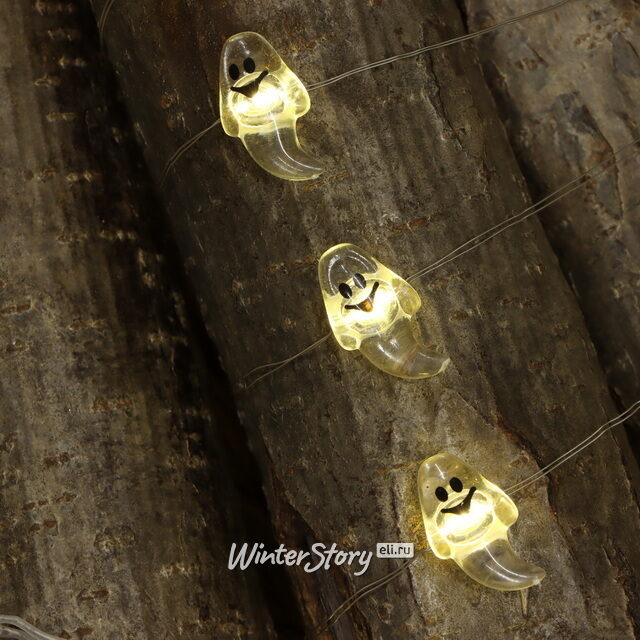 Светодиодная гирлянда на батарейках Привидения 2.2 м, 15 теплых белых LED ламп, прозрачный ПВХ, IP20 Koopman