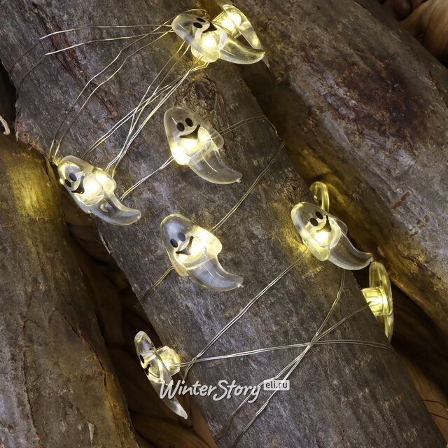 Светодиодная гирлянда на батарейках Привидения 2.2 м, 15 теплых белых LED ламп, прозрачный ПВХ, IP20 Koopman