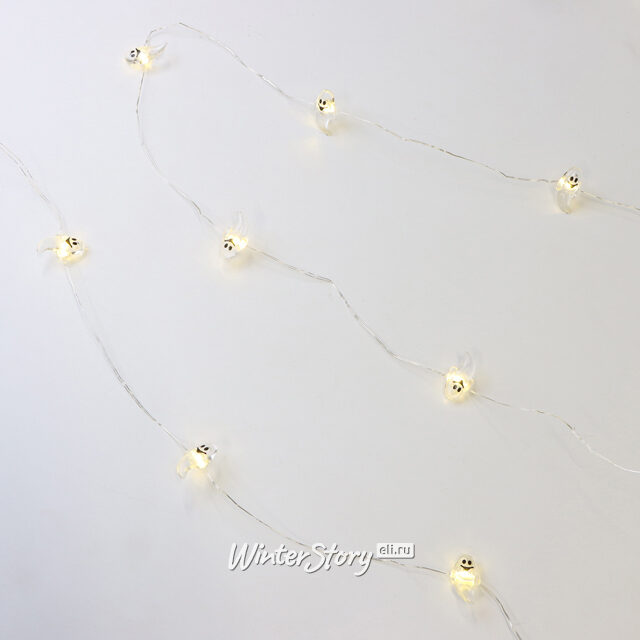 Светодиодная гирлянда на батарейках Привидения 2.2 м, 15 теплых белых LED ламп, прозрачный ПВХ, IP20 Koopman