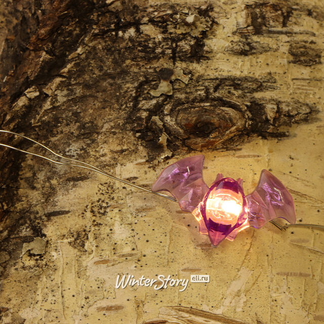 Светодиодная гирлянда на батарейках Летучие Мышки 2.2 м, 15 теплых белых LED ламп, серебряная проволока, IP20 Koopman