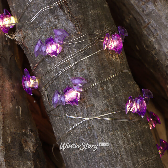 Светодиодная гирлянда на батарейках Летучие Мышки 2.2 м, 15 теплых белых LED ламп, серебряная проволока, IP20 Koopman