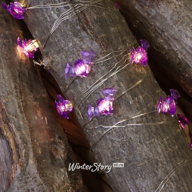 Светодиодная гирлянда на батарейках Летучие Мышки 2.2 м, 15 теплых белых LED ламп, серебряная проволока, IP20 Koopman