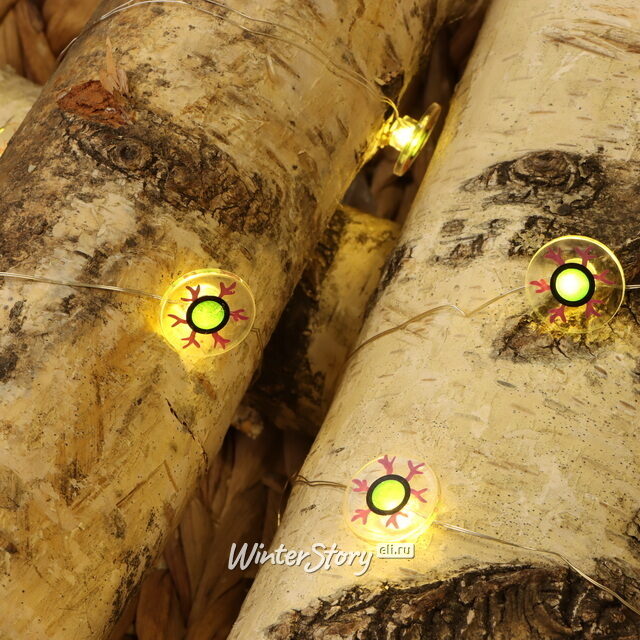 Светодиодная гирлянда на батарейках Mystic Eyes 2.2 м, 15 теплых белых LED ламп, прозрачный ПВХ, IP20 Koopman