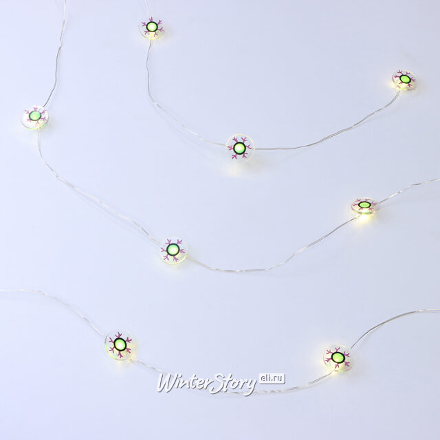 Светодиодная гирлянда на батарейках Mystic Eyes 2.2 м, 15 теплых белых LED ламп, прозрачный ПВХ, IP20 Koopman