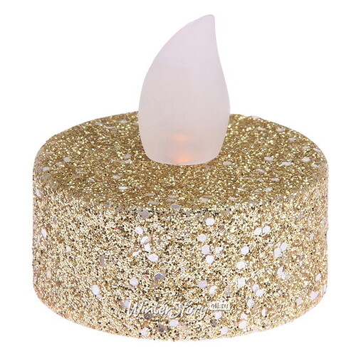 Чайная светодиодная свеча Golden Glitter 4 см, 6 шт, на батарейках Koopman