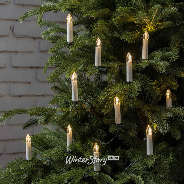 Гирлянда свечи Моника, 16 свечей на клипсах, 4 м, зеленый ПВХ, IP20 Koopman