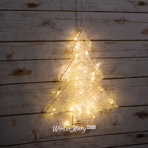 Подвесная светодиодная елка Алансон 40 см 40 теплых белых мини LED ламп, на батарейках Koopman