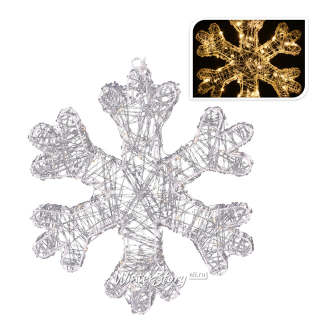 Светодиодная снежинка Алансон 30 см 30 теплых белых мини LED ламп, на батарейках Koopman (Купман)