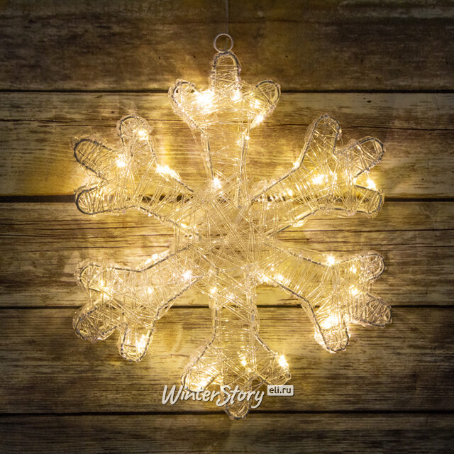 Светодиодная снежинка Алансон 30 см 30 теплых белых мини LED ламп, на батарейках Koopman (Купман)
