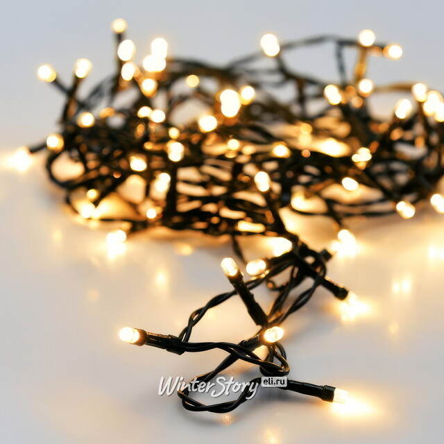 Светодиодная гирлянда Koopman Comfort 24 м, 320 экстра теплых белых LED ламп, зеленый ПВХ, контроллер, таймер, IP44 Koopman