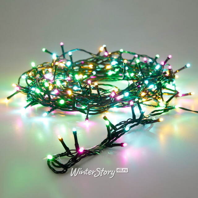 Светодиодная гирлянда Koopman Comfort Macaron 24 м, 320 разноцветных Soft Multi LED ламп, зеленый ПВХ, контроллер, таймер, IP44 Koopman