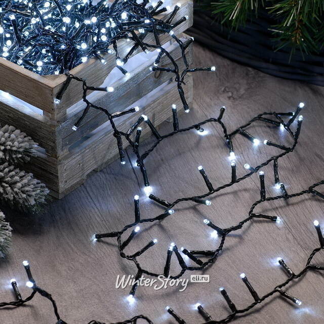 Светодиодная гирлянда Koopman Snake Comfort Basic 17 м, 1000 холодных белых LED ламп с мерцанием, зеленый ПВХ, таймер, IP44 Koopman (Купман)