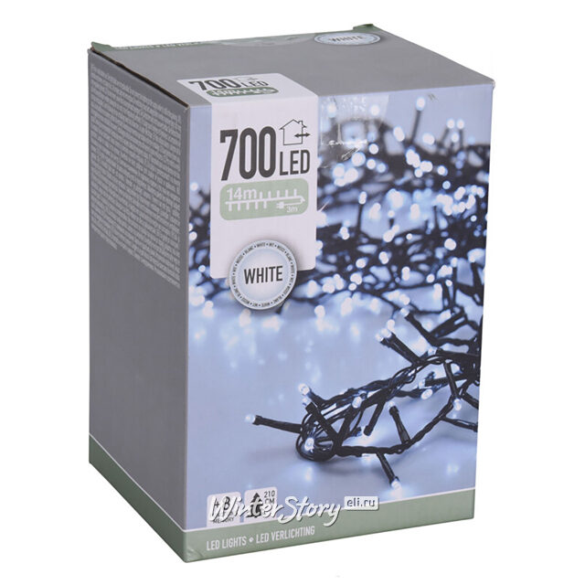 Светодиодная гирлянда Koopman Snake Comfort Basic 14 м, 700 холодных белых LED ламп, зеленый ПВХ, контроллер, IP44 Koopman