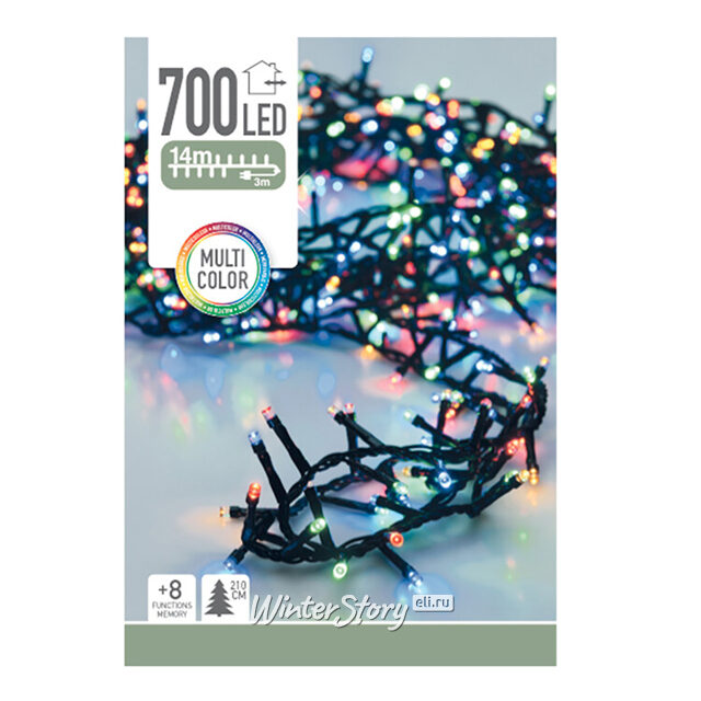 Светодиодная гирлянда Koopman Snake Comfort Basic 14 м, 700 разноцветных LED ламп, зеленый ПВХ, контроллер, IP44 Koopman