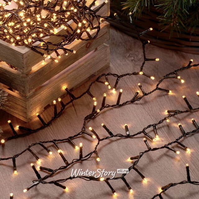 Светодиодная гирлянда Koopman Snake Comfort Basic 12 м, 750 теплых белых LED ламп с мерцанием, зеленый ПВХ, таймер, IP44 Koopman (Купман)
