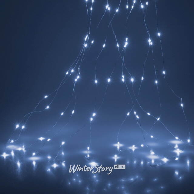 Гирлянда Лучи Росы 10*3 м, 300 холодных белых мини LED ламп, серебряная проволока, IP44 Koopman