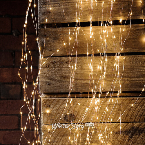 Гирлянда на елку 1 м Лучи Капельки Росы, 10 нитей, 100 экстра теплых белых мини LED ламп, золотая проволока, IP44 Koopman