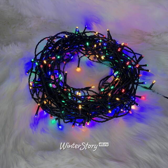 Светодиодная гирлянда Koopman Comfort 24 м, 240 разноцветных LED ламп, зеленый ПВХ, управление с телефона, контроллер, диммер, IP44 Koopman (Купман)