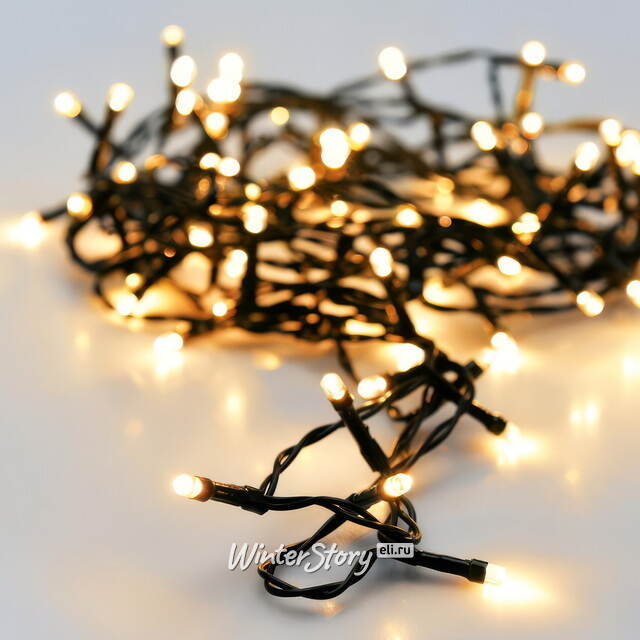 Светодиодная гирлянда на батарейках Koopman 3.6 м, 48 экстра теплых белых LED ламп, черный ПВХ, контроллер, таймер, IP44 Koopman