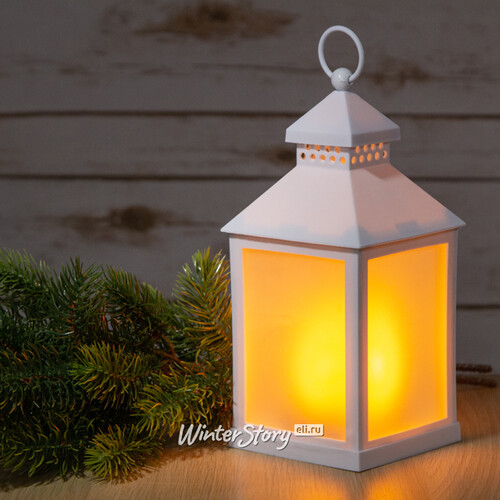 Декоративный фонарь с имитацией пламени Гремберг 26 см белый, на батарейках Koopman