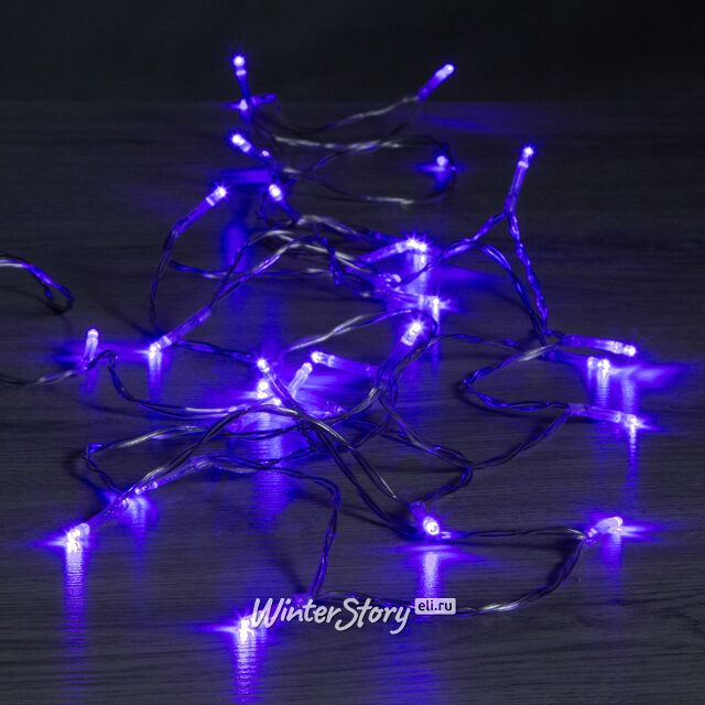 Светодиодная гирлянда Фантазия на батарейках 3 м, 30 фиолетовых LED ламп, прозрачный ПВХ, IP20 Koopman