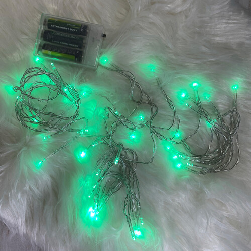 Светодиодная гирлянда Фантазия на батарейках 5 м, 50 зеленых LED ламп, прозрачный ПВХ, IP20 Koopman