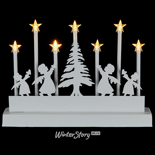Светильник Ангелы у елочки 32*22 см, 7 теплых белых LED ламп, батарейка Koopman