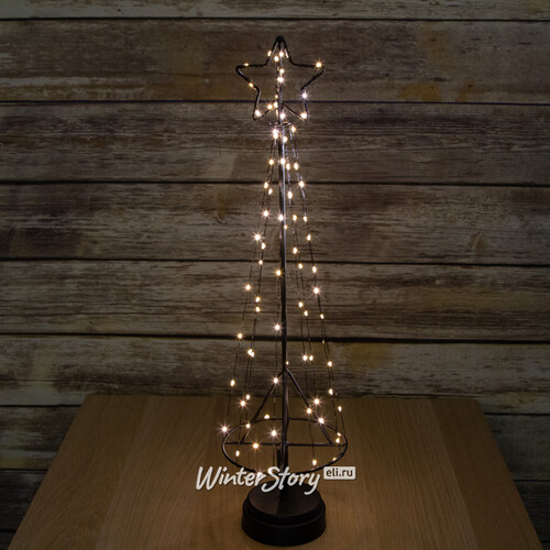 Декоративная светящаяся елка Кассиопея 50 см, 85 теплых белых мини LED ламп, на батарейках Koopman