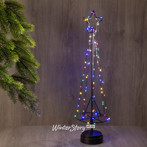 Декоративная светящаяся елка Кассиопея 50 см, 85 разноцветных мини LED ламп, на батарейках Koopman