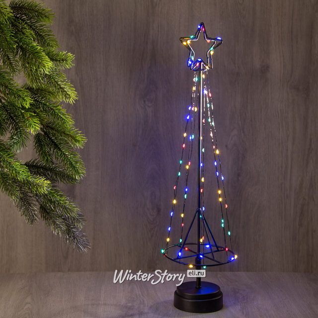 Декоративная светящаяся елка Кассиопея 50 см, 85 разноцветных мини LED ламп, на батарейках Koopman