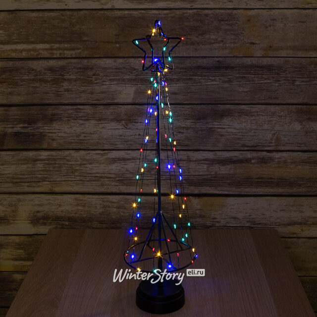 Декоративная светящаяся елка Кассиопея 50 см, 85 разноцветных мини LED ламп, на батарейках Koopman