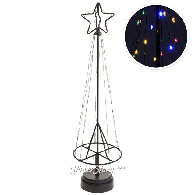 Декоративная светящаяся елка Кассиопея 50 см, 85 разноцветных мини LED ламп, на батарейках Koopman