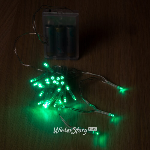 Светодиодная гирлянда Фантазия на батарейках 3 м, 30 зеленых LED ламп, прозрачный ПВХ, IP20 Koopman