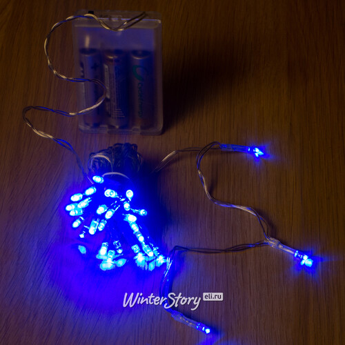 Светодиодная гирлянда Фантазия на батарейках 3 м, 30 синих LED ламп, прозрачный ПВХ, IP20 Koopman