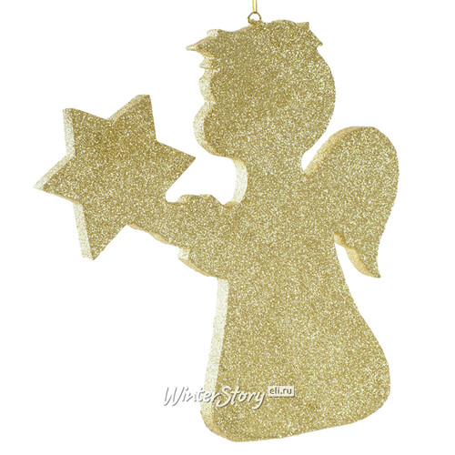 Игрушка для уличной елки Ангел со звездой 25 см золотой, пеноплекс МанузинЪ