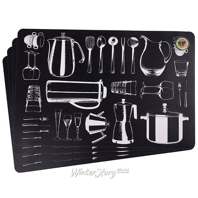 Набор плейсматов Kitchen Utensils 44*29 см белые, 4 шт Koopman