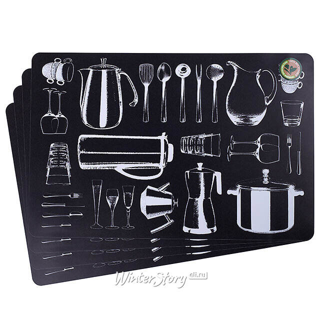 Набор плейсматов Kitchen Utensils 44*29 см светло-серые, 4 шт Koopman (Купман)