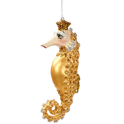 Елочное украшение "Морской конек", 17 см, золото, подвеска Goodwill