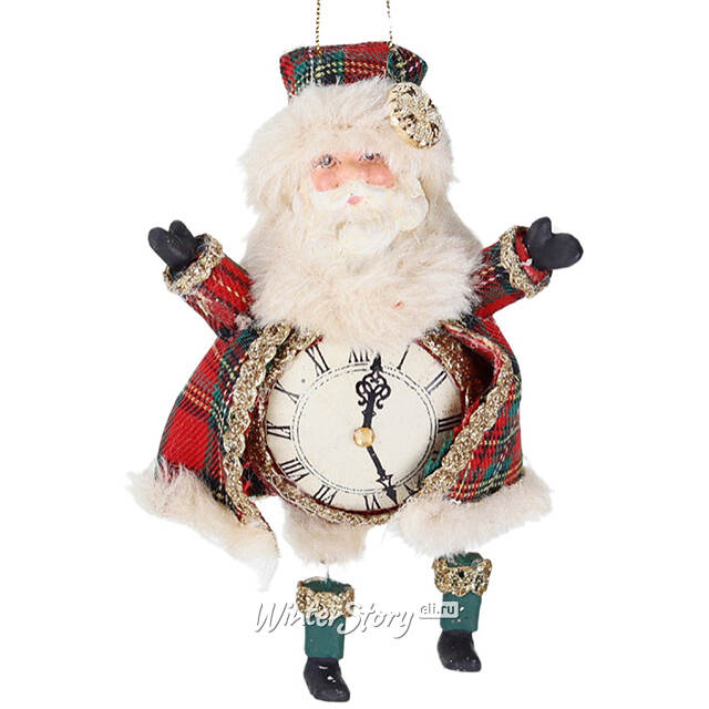 Елочная игрушка Санта - Hollyshire Manor 14 см, зеленая Goodwill