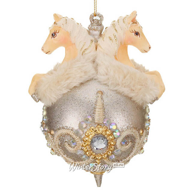 Елочная игрушка Лошади Графства Анжу - Winter Baroque 14 см серебряная Goodwill