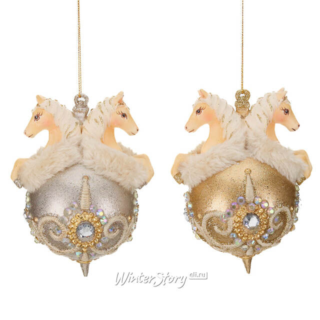 Елочная игрушка Лошади Графства Анжу - Winter Baroque 14 см серебряная Goodwill