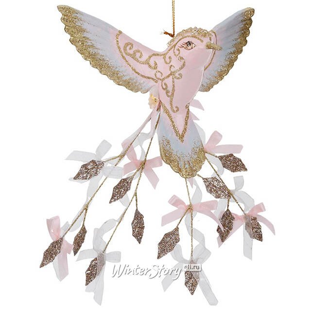 Елочная игрушка Птичка Колибри - Blooming Tail 22 см голубая Goodwill