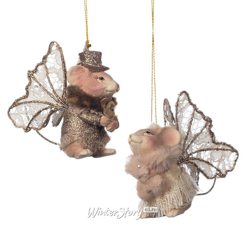 Набор елочных игрушек Мышки-эльфы - Волшебный лес Монтерра 9 см, 2 шт, подвеска Goodwill