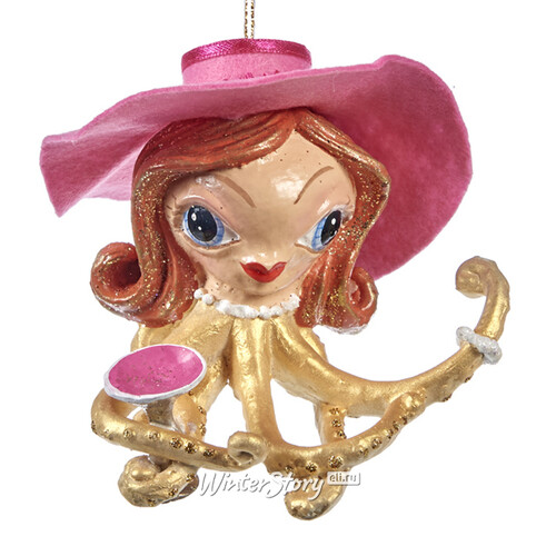 Елочная игрушка Осьминог Микейла Фекьер в розовой шляпке 10 см, подвеска Goodwill