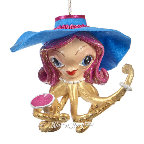 Елочная игрушка Осьминог Микейла Фекьер в голубой шляпке 10 см, подвеска Goodwill