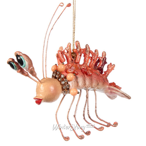 Елочная игрушка Коралловая Креветка Джусс 15 см розовая, подвеска Goodwill