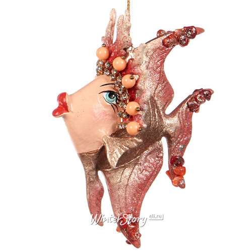 Елочная игрушка Коралловая Рыбка Джусс 16 см розовая, подвеска Goodwill