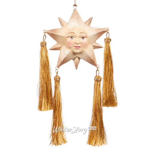 Елочная игрушка Солнечная Звезда Эрида 9 см золотая, подвеска Goodwill