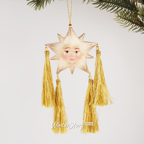 Елочная игрушка Солнечная Звезда Эрида 9 см золотая, подвеска Goodwill